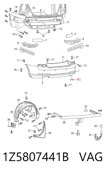 Tapa de gancho de remolque trasero del parachoques VAG 1Z5807441B