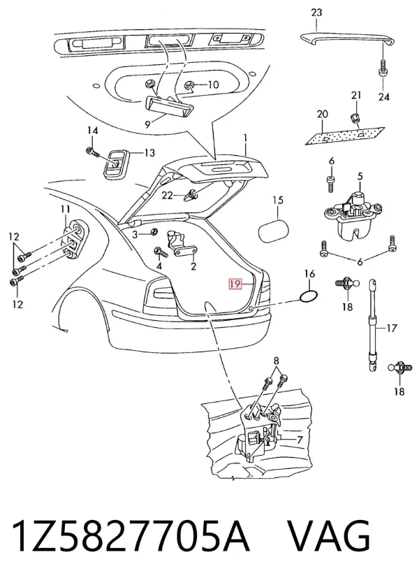 Sellador de tapa de maletero 1Z5827705A VAG