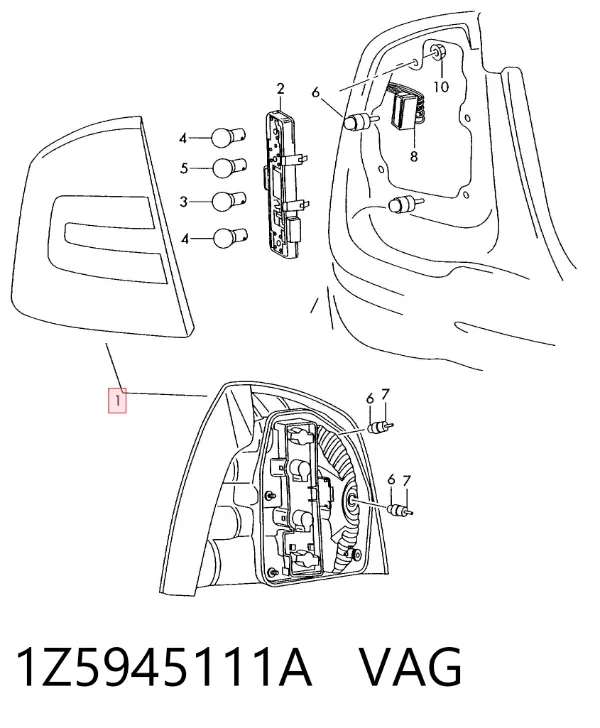 Piloto trasero izquierdo 1Z5945111A VAG