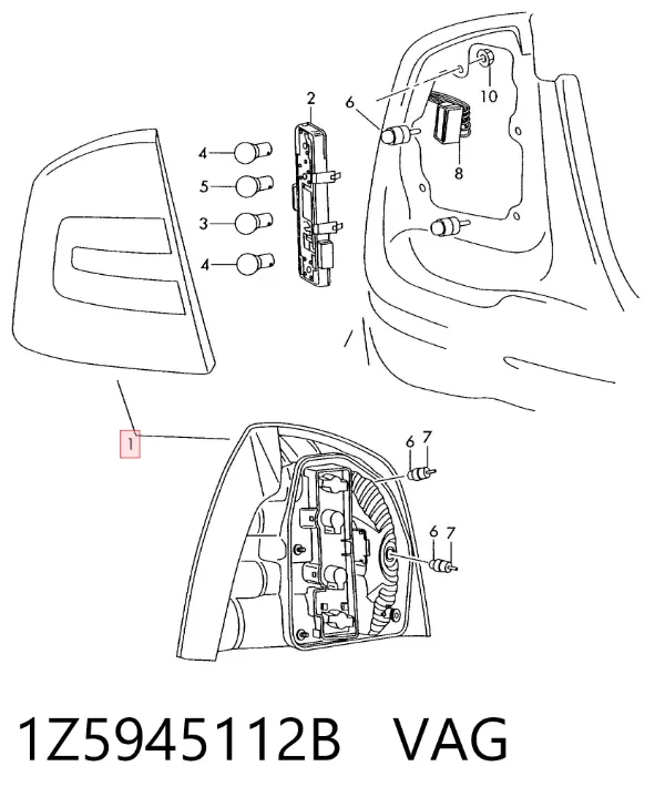 Piloto trasero derecho 1Z5945112B VAG