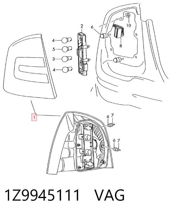 Piloto trasero izquierdo 1Z9945111 VAG