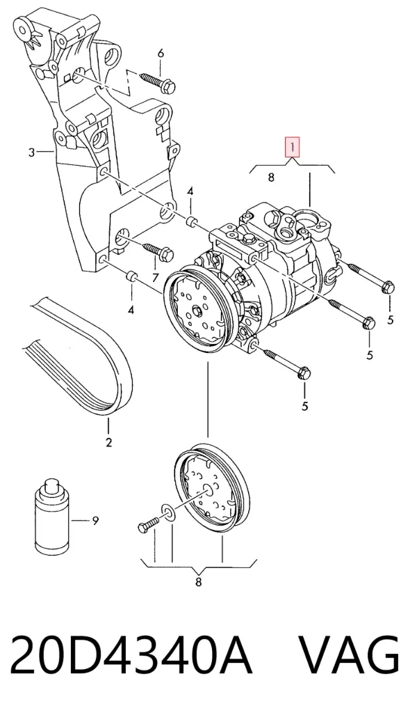 Compresor de aire acondicionado 20D4340A VAG
