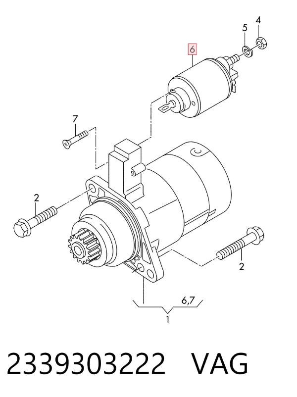 Solenoide de arranque 2339303222 VAG