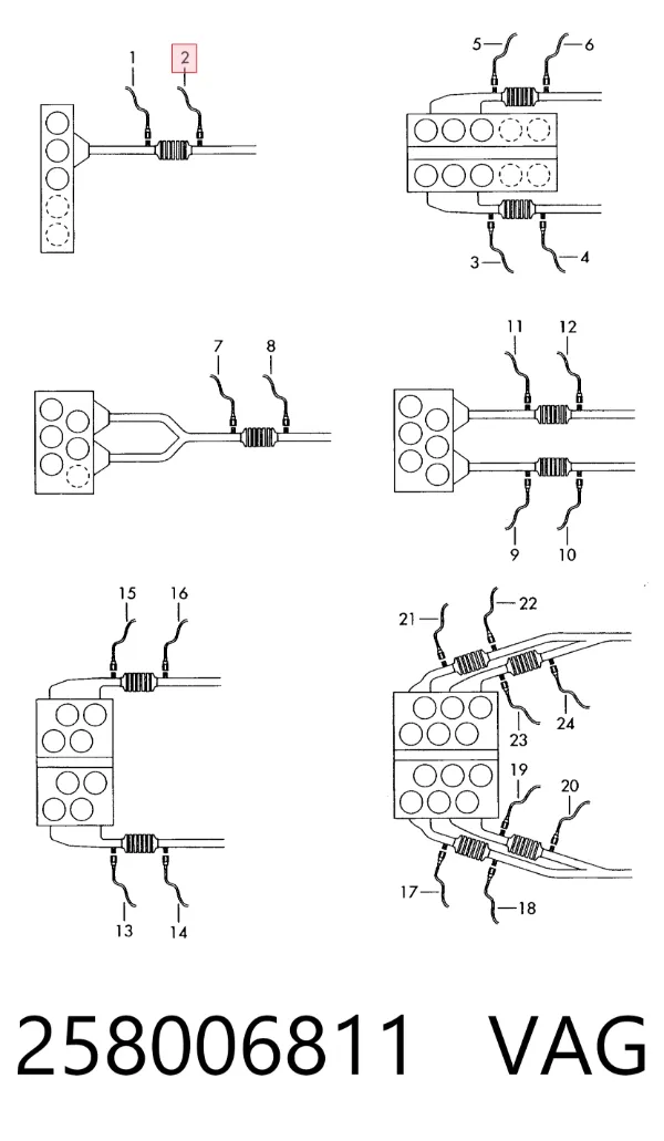 Sonda lambda de oxígeno posterior al catalizador 258006811 VAG