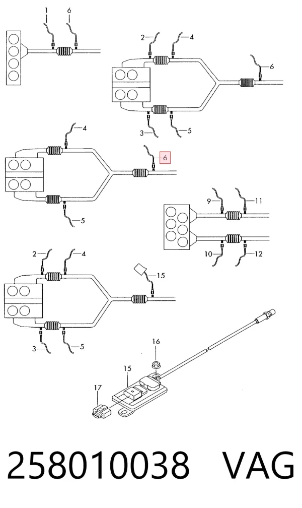 Sonda lambda de oxígeno posterior al catalizador 258010038 VAG