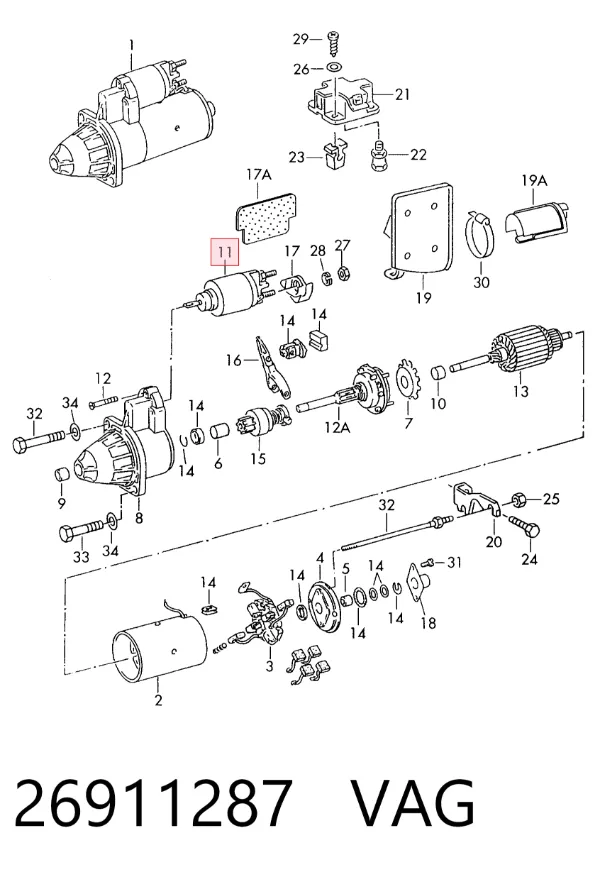 Solenoide de arranque 26911287 VAG