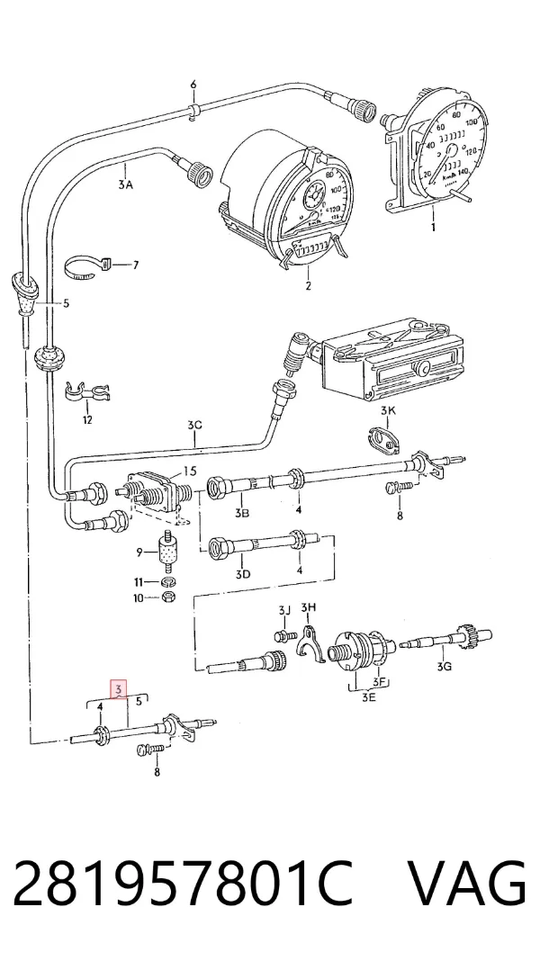 Cable velocímetro 281957801C VAG
