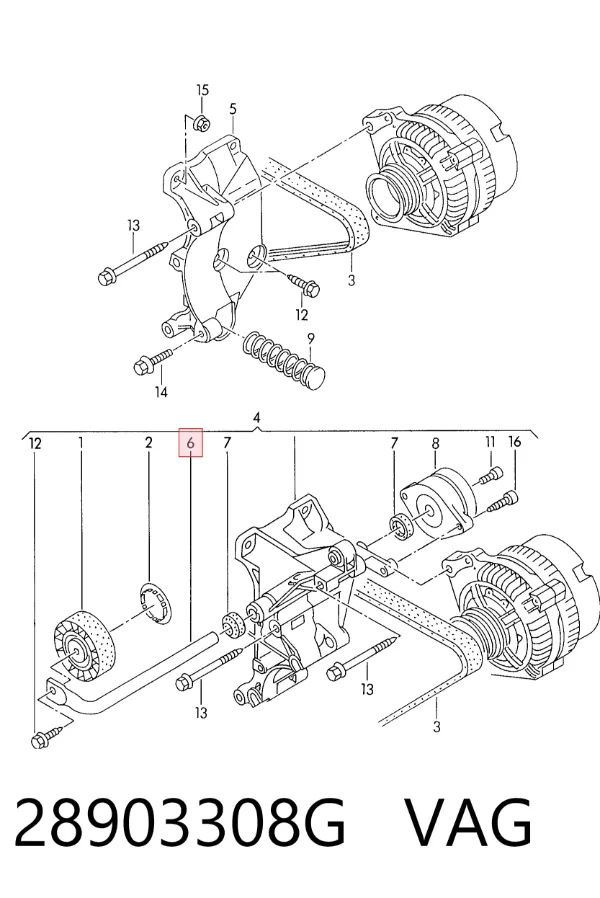 Soporte del tensor de la correa de transmisión 28903308G VAG