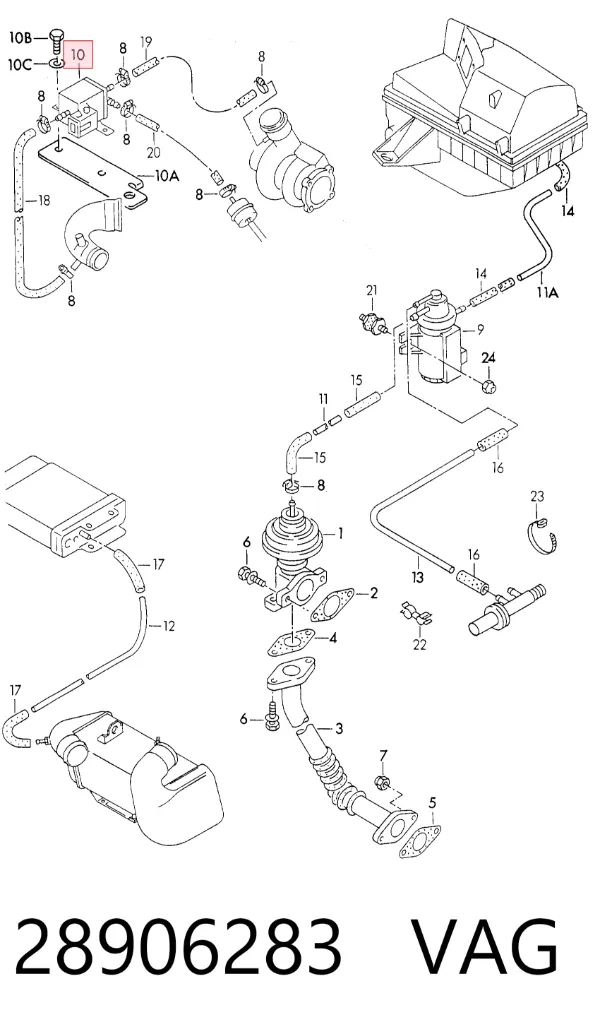 Válvula solenoide de control de presión de sobrealimentación 28906283 VAG