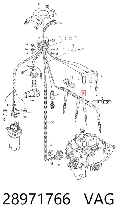 Cable de bujías de precalentamiento VAG 28971766