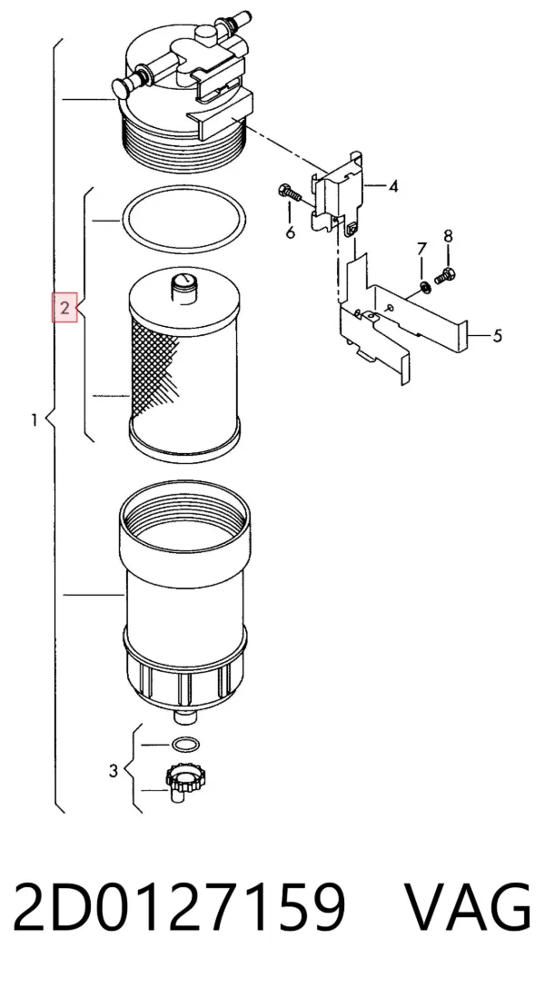 Filtro de combustible 2D0127159 VAG