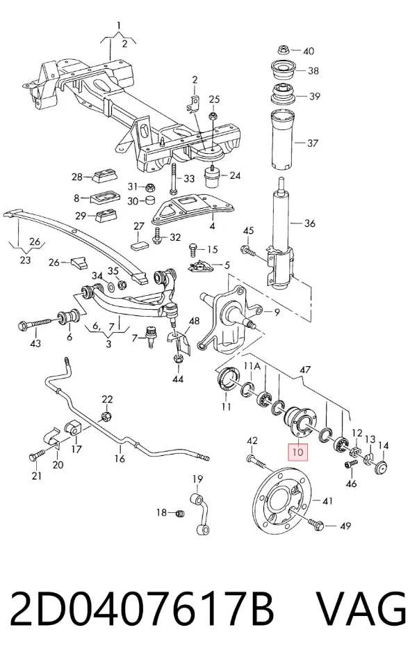 Buje de rueda delantero 2D0407617B VAG