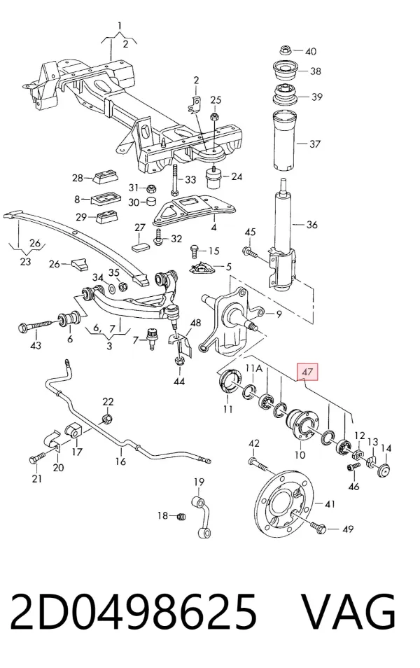 Cojinete de rueda delantero 2D0498625 VAG