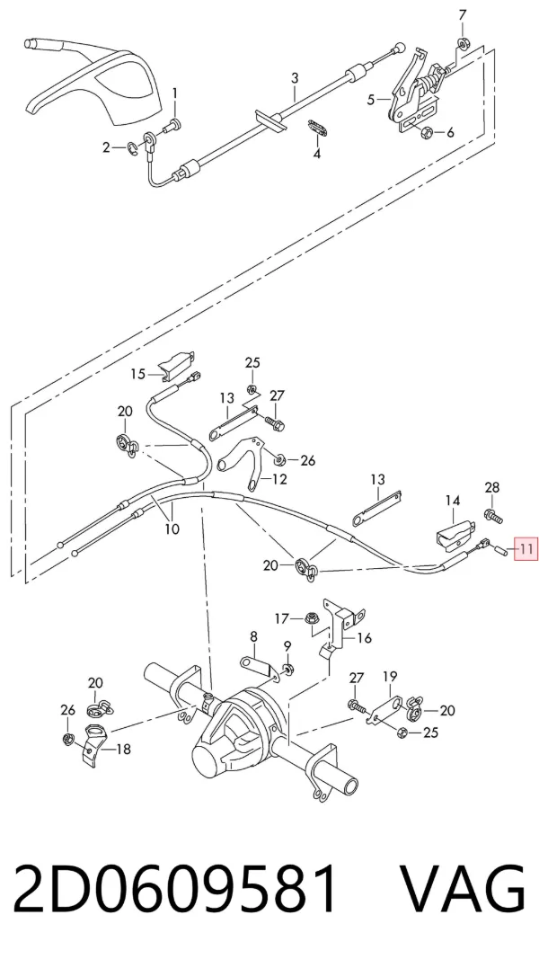 Kit reparación del freno de mano 2D0609581 VAG
