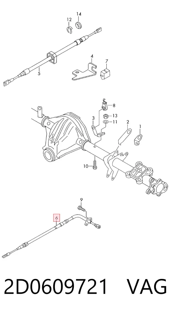 Cable de freno de mano trasero derecho/izquierdo 2D0609721 VAG