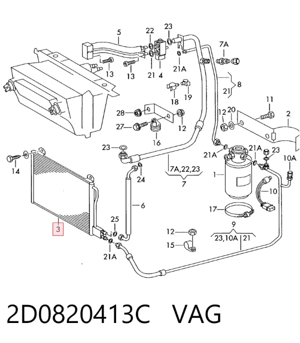 Condensador aire acondicionado 2D0820413C VAG