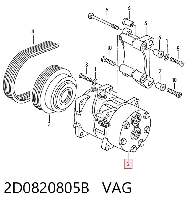 Compresor de aire acondicionado 2D0820805B VAG