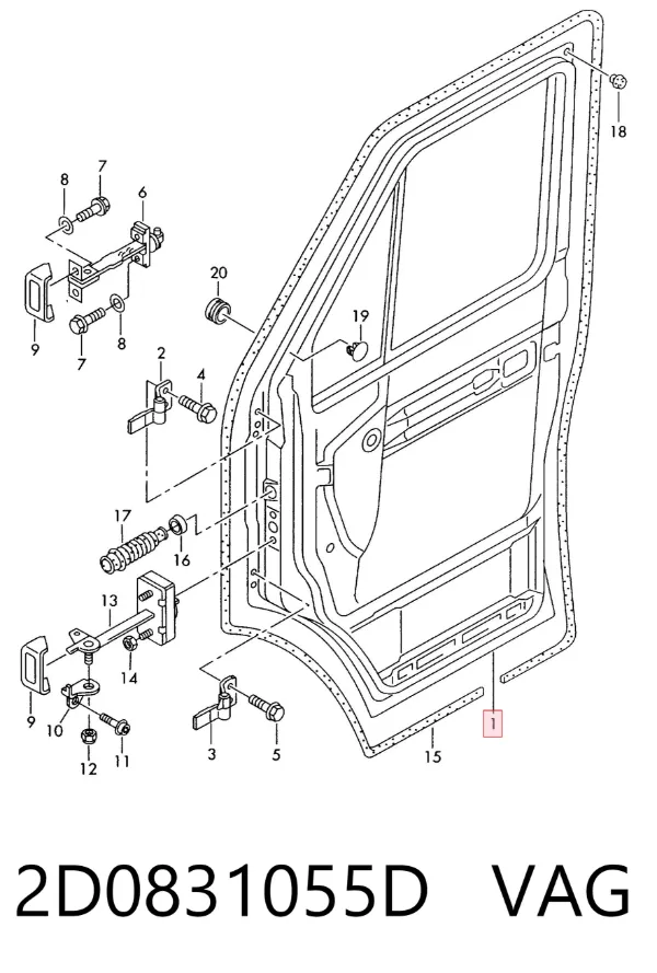 Puerta delantera izquierda 2D0831055D VAG