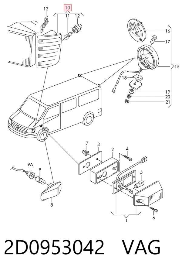 Piloto intermitente derecho 2D0953042 VAG