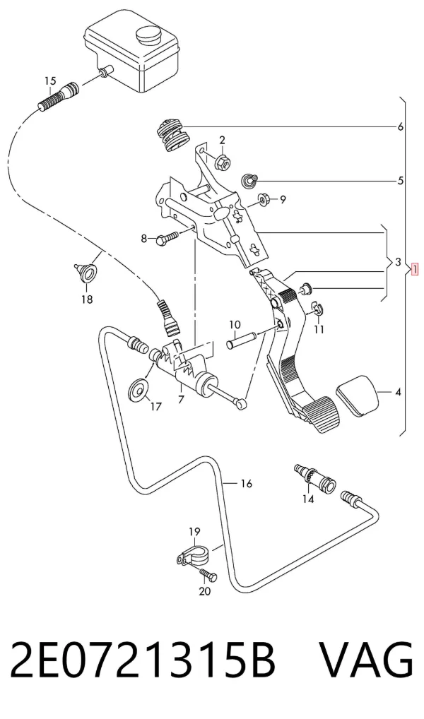 Pedal embrague 2E0721315B VAG
