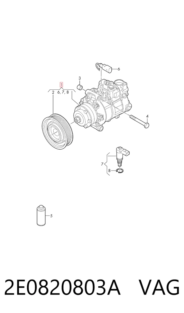 Compresor de aire acondicionado 2E0820803A VAG