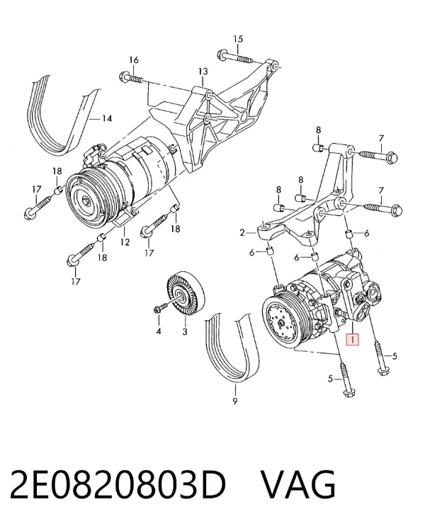 Compresor de aire acondicionado 2E0820803D VAG
