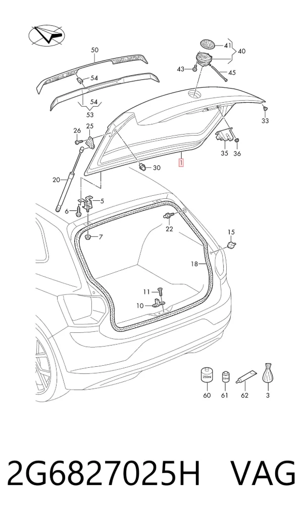 Tapa maletero 2G6827025H VAG
