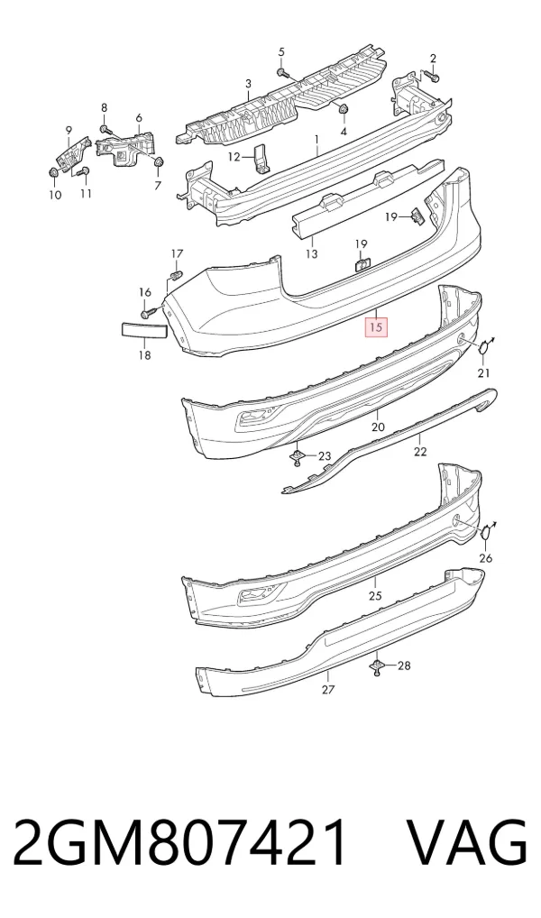 Parachoques trasero 2GM807421 VAG