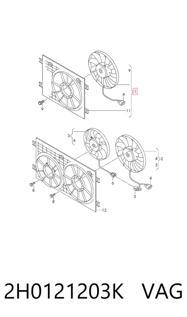 Ventilador del motor 2H0121203K VAG