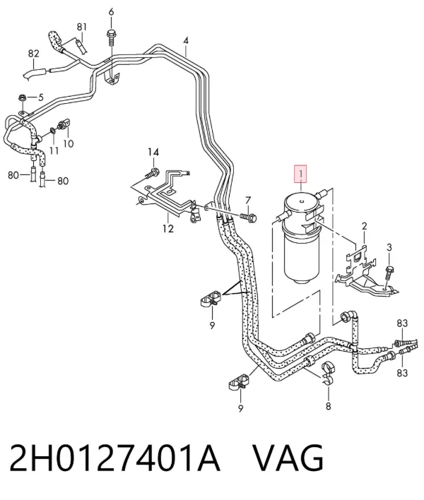 Filtro de combustible 2H0127401A VAG
