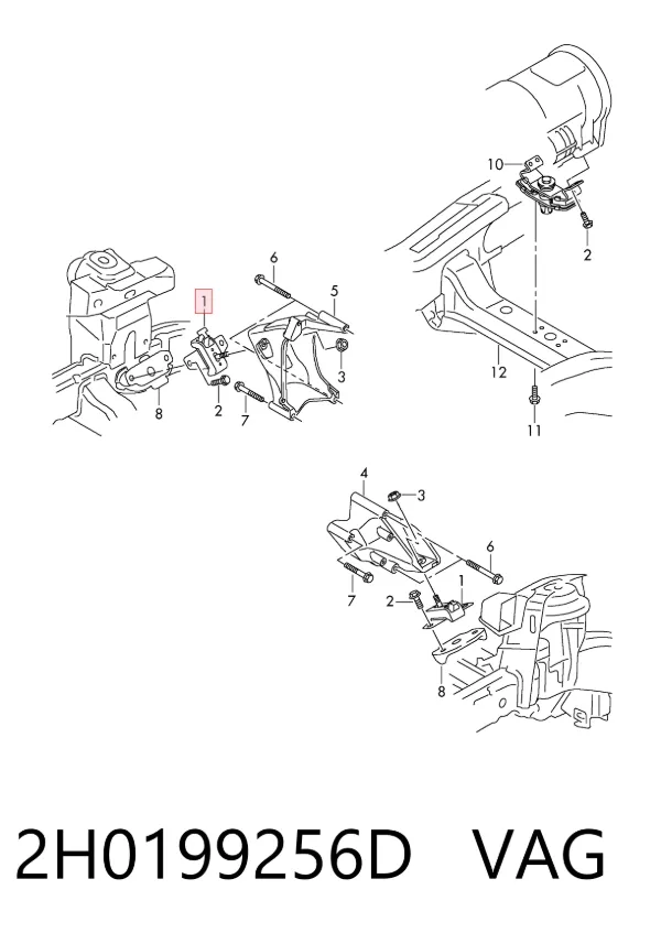 Soporte delantero de motor con silentblock 2H0199256D VAG
