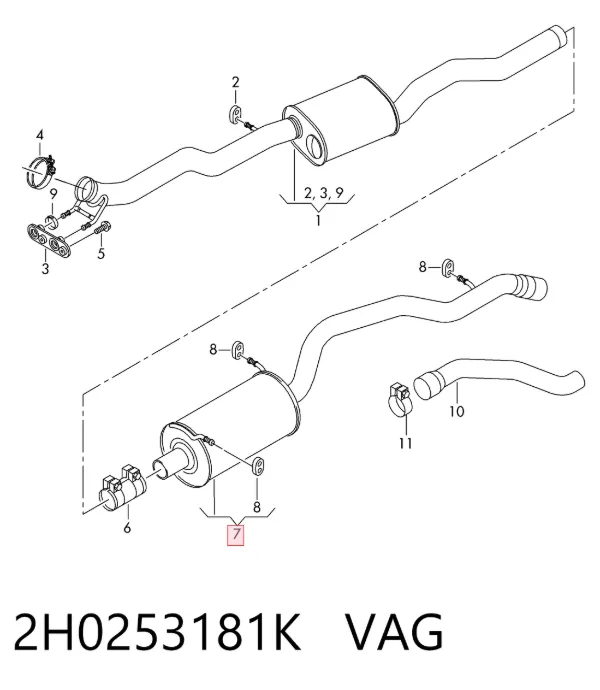 Silenciador trasero 2H0253181K VAG