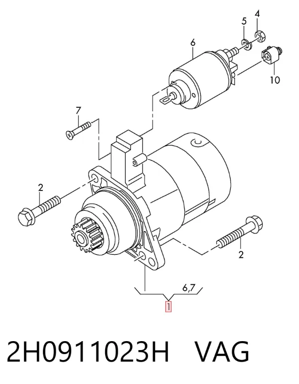 Motor de arranque 2H0911023H VAG
