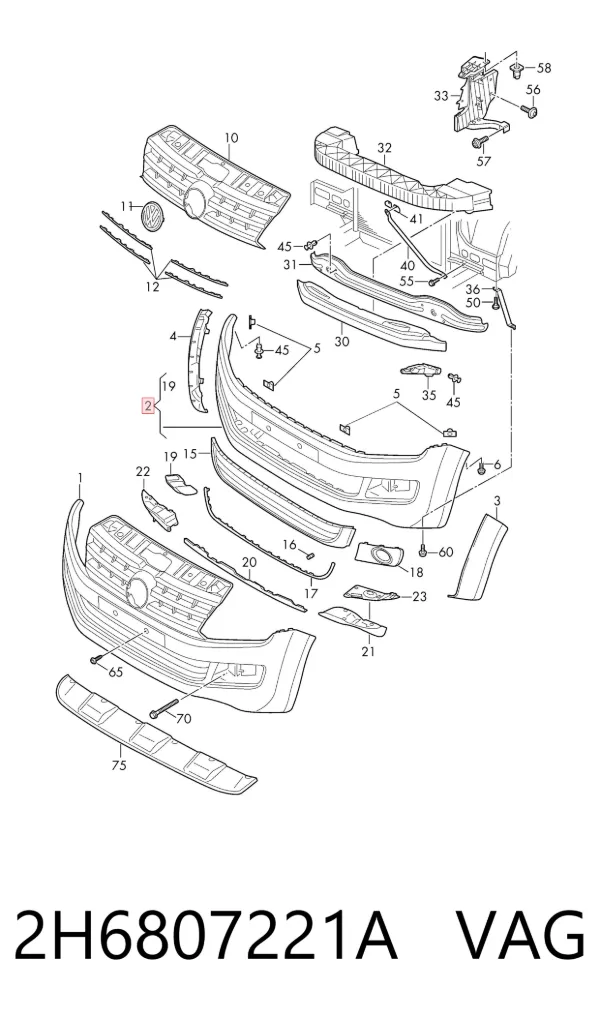 Paragolpes 2H6807221A VAG