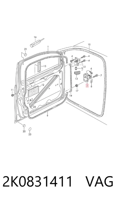 Bisagra de puerta delantera izquierda VAG 2K0831411