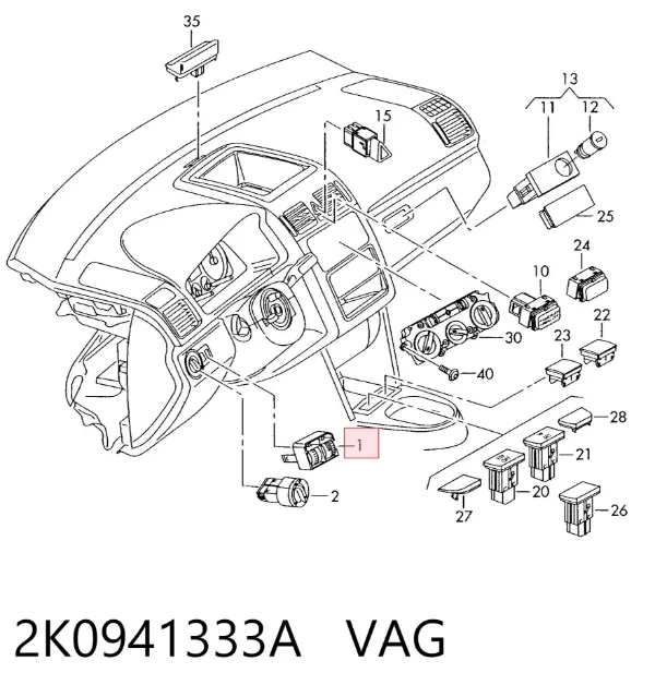 Botón del regulador de altura de faros 2K0941333A VAG