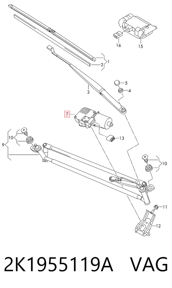 Motor limpiaparabrisas 2K1955119A VAG
