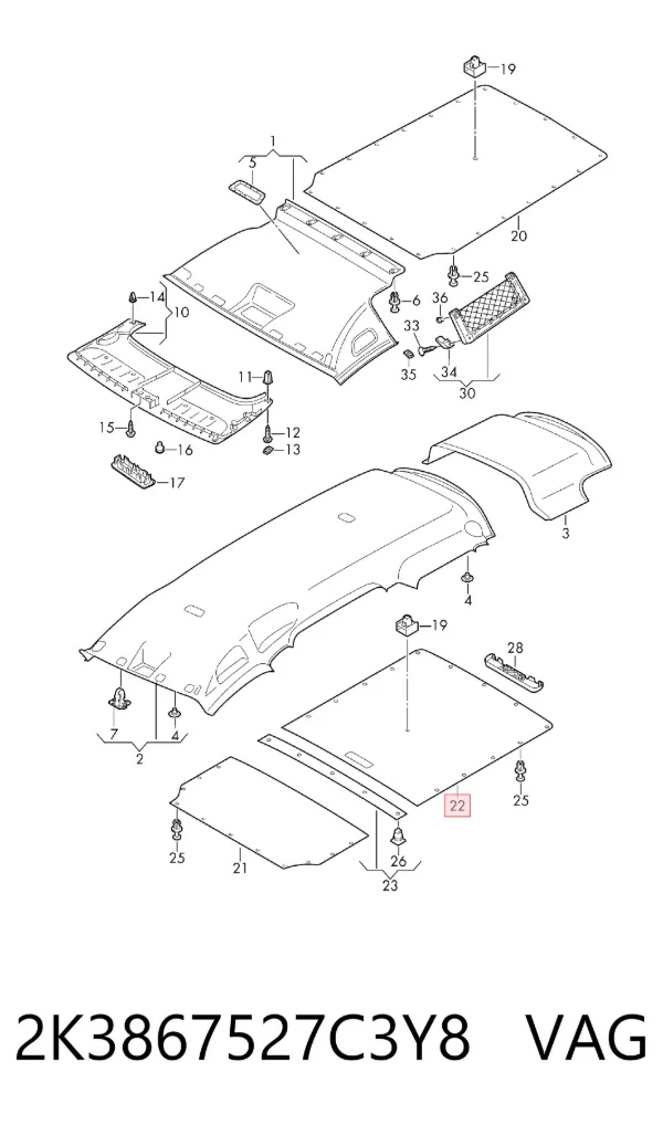 Techo interior 2K3867527C3Y8 VAG