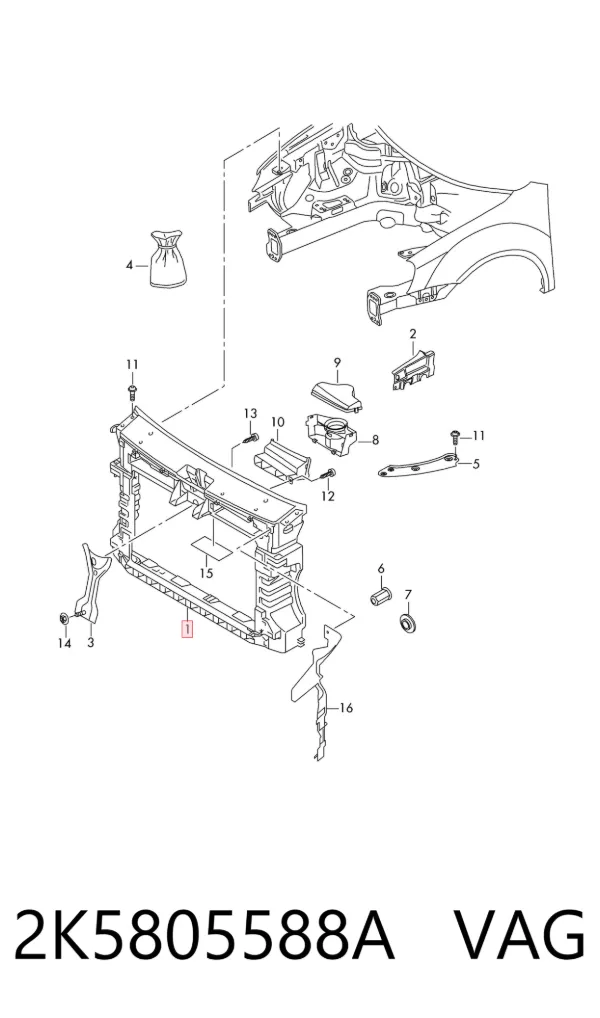 Soporte de radiador 2K5805588A VAG