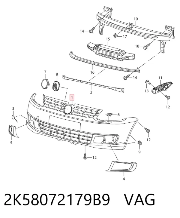 Paragolpes 2K58072179B9 VAG