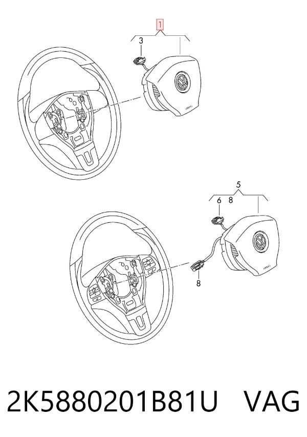 Airbag de volante 2K5880201B81U VAG