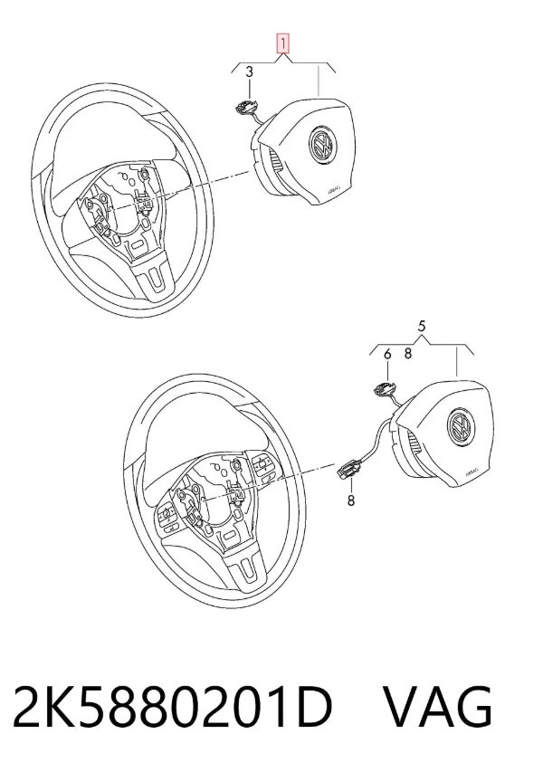 Airbag de volante 2K5880201D VAG