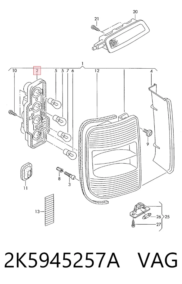 Panel de soporte de luces traseras 2K5945257A VAG