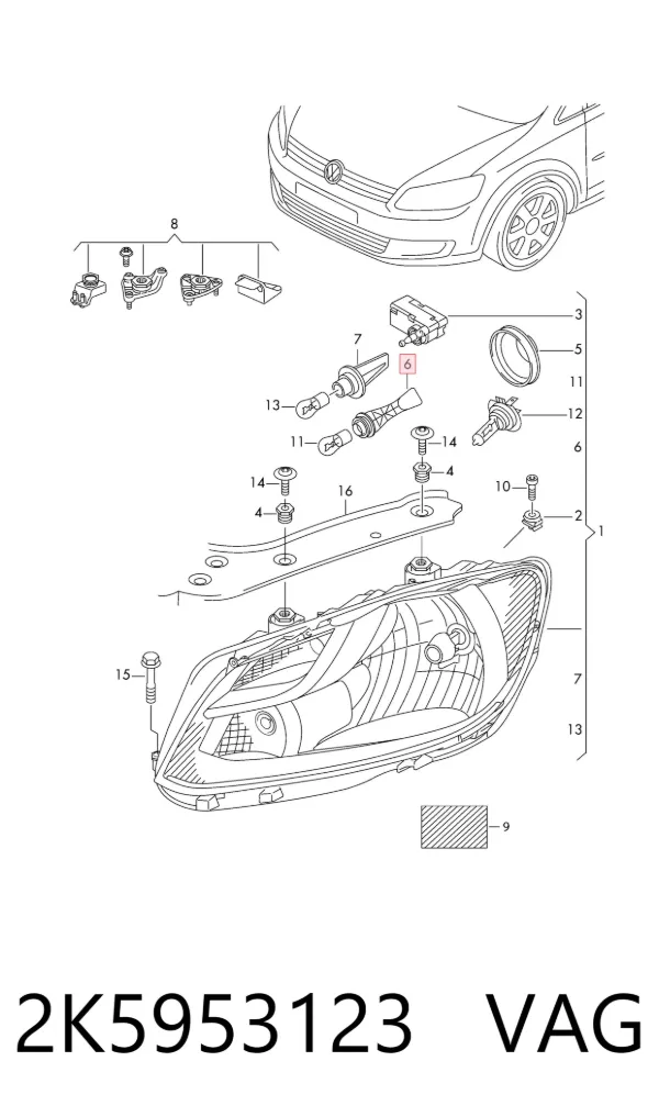 Portalámparas de faro 2K5953123 VAG
