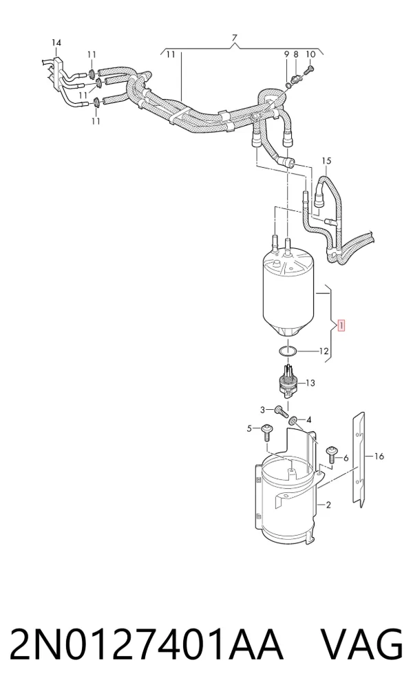 Filtro de combustible 2N0127401AA VAG