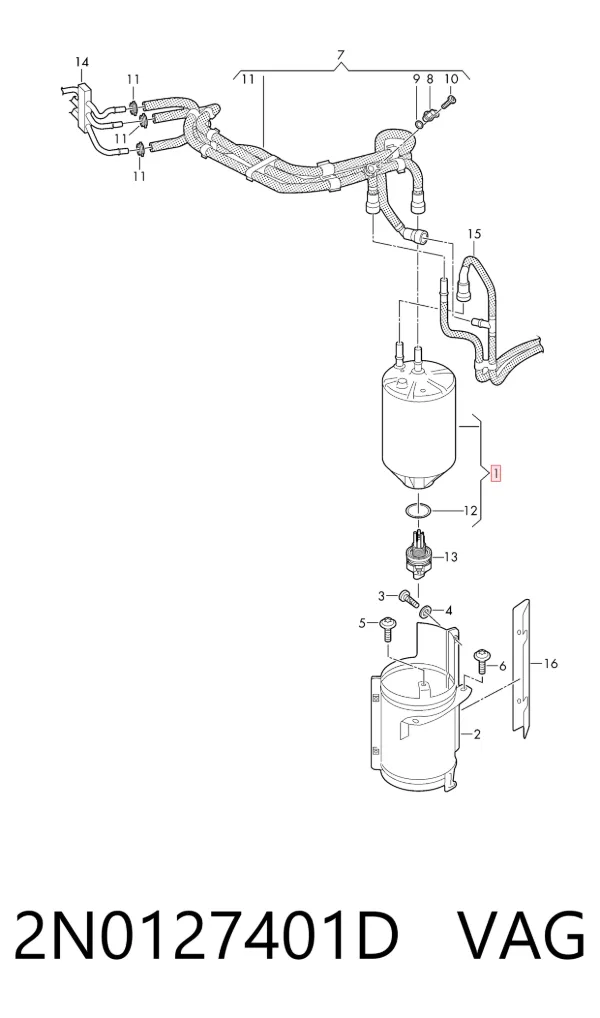 Filtro de combustible 2N0127401D VAG