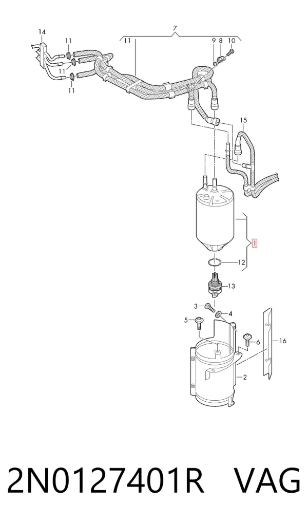 Filtro de combustible 2N0127401R VAG