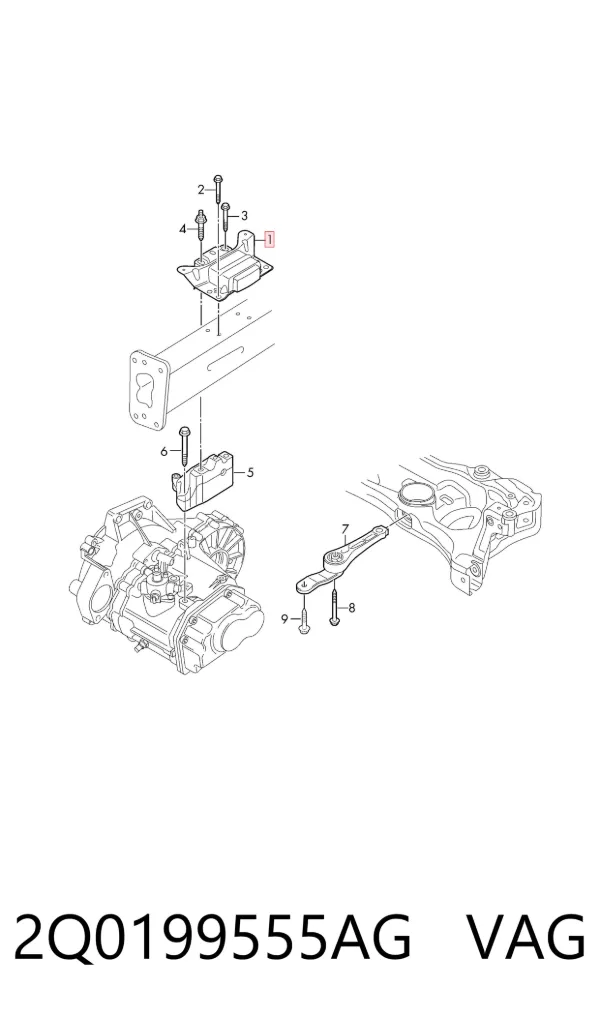 Soporte izquierdo del motor 2Q0199555AG VAG