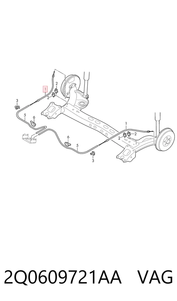 Cable de freno de mano trasero derecho/izquierdo 2Q0609721AA VAG