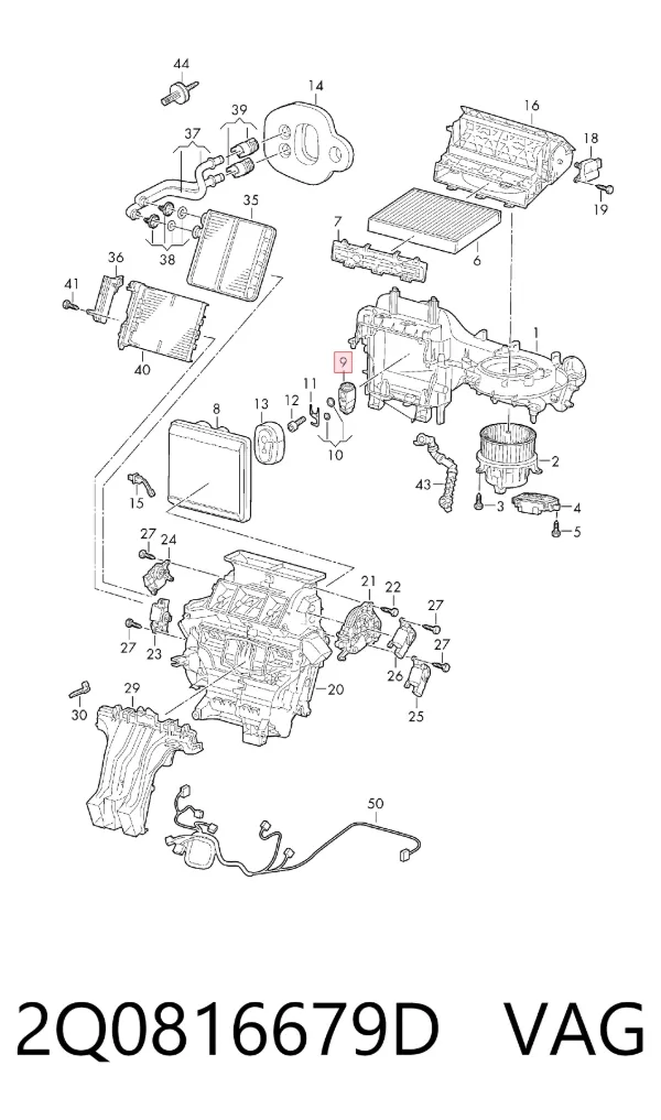 Válvula TRV del aire acondicionado 2Q0816679D VAG